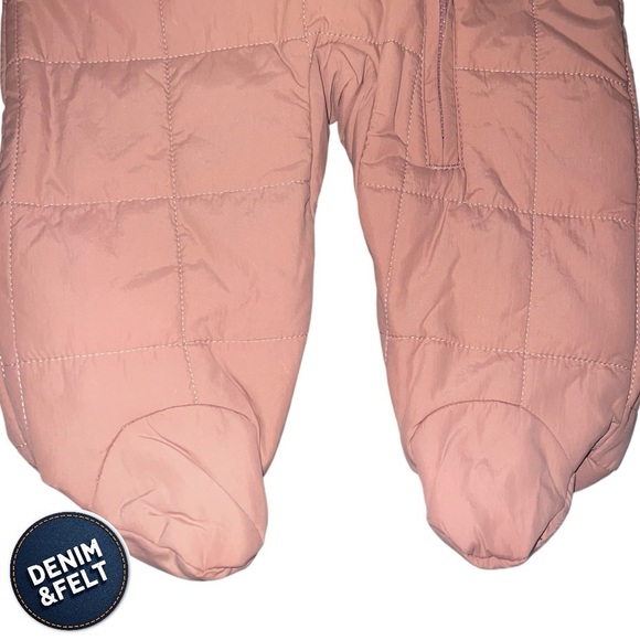 Cat & Jack Baby Pink/Cream Puffer Winter Snowsuit w/ Teddy Ears | NEW/NWT ❄️☃️🧸 - Picture 4 of 15